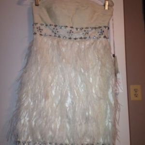Sue Wong Beaded Feather Strapless Dress Size 2